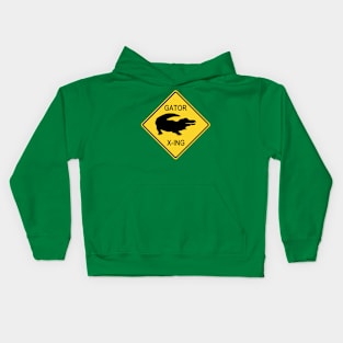 Alligator Crossing Sign Kids Hoodie